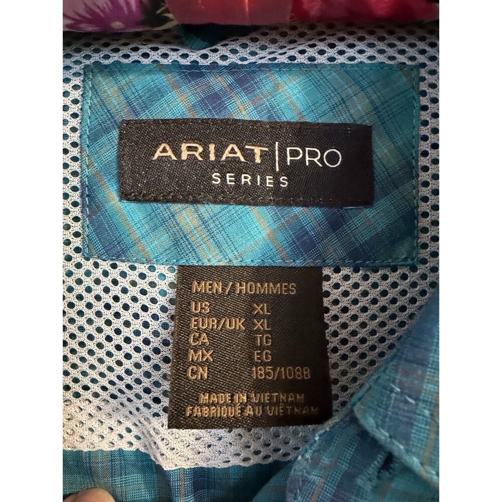 Ariat Blue Pro Series plaid Button down Long sleeve Mens Sz XL Cowboy Western - Picture 3 of 8